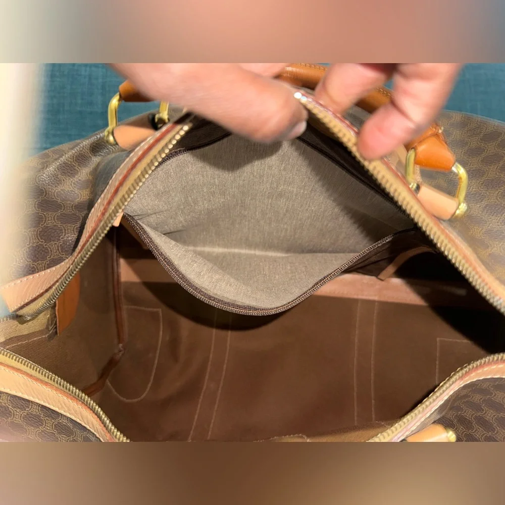 Celine Brown and Tan Macadam Boston Bag - Picture 7 of 16